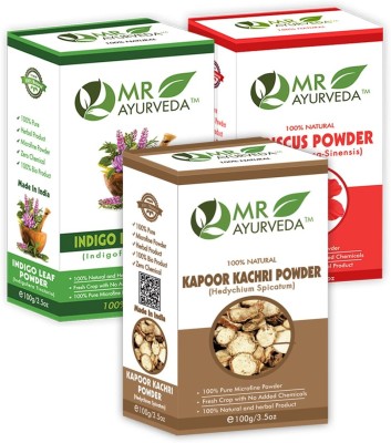 MR Ayurveda Kapoor Kachri Powder, Indigo Powder and Hibiscus Powder - Pack of 3(300 g)