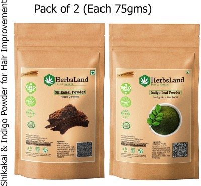 HerbsLand Shikakai And Indigo powder for Hair Improvement (75gm Each)(150 g)