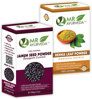 MR Ayurveda Jamun Seed Powder & Henna Powder - Set of 2(200 g)