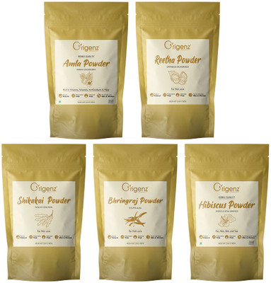 Origenz Amla Reetha Shikakai Bhringraj Hibiscus Powder Combo for Hair Pack, 250 gm Each(1250 g)