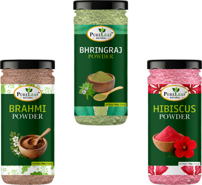 Herbenza Bhringraj, Brahmi & Hibiscus Powder Combo | Natural Hair & Scalp Care | Each(100 g)