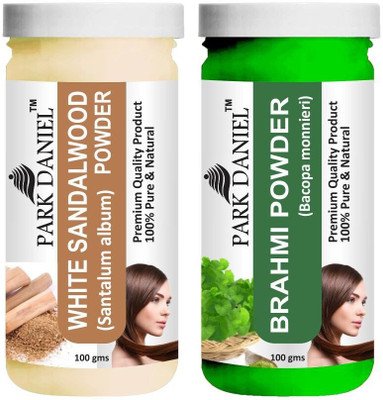 PARK DANIEL Premium White Sandalwood Powder & Brahmi Powder Combo Pack of 2 Jars of 100 gms(200 gms)(200 ml)