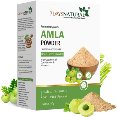 7days natural Pure Amla Powder for Hair | Skin Care | Face Pack | Hair Growth(200 g)