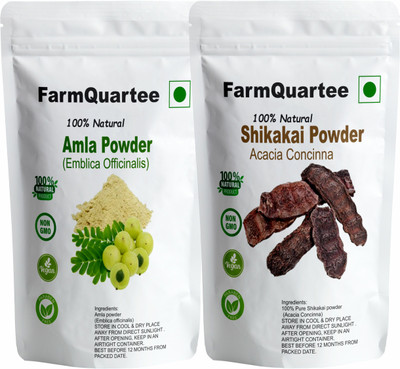 FarmQuartee Amla & Shikakai Powder - Hair Pack for Hair Growth & Damaged Hair | Combo Pack(500 g)