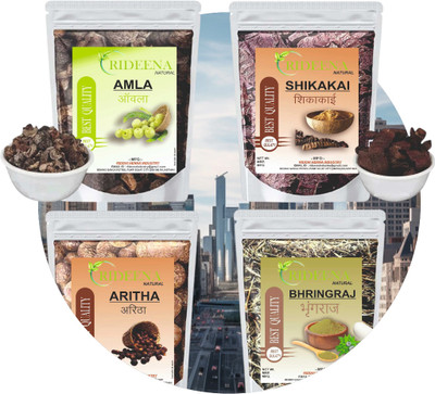Rideena Pure Dry Amla Raw Reetha Raw Shikakai Raw Bhringrj Raw(400 g)