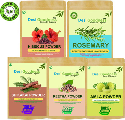 Desi Goodness Rosemary Hibiscus Amla Reetha Shikakai Hair Growth Powder Pack (50g x5)(250 g)