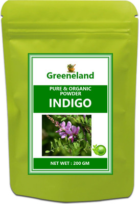 GREENELAND -ORG- INDIGO LEAVES POWDER ( 200 GM ) / For Natural Hair Colour Black / Brown(200 g)