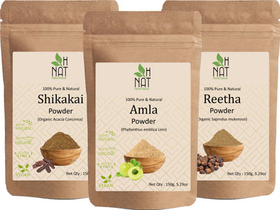 H NAT Amla, Reetha & Shikakai powder for Hairs, Black Hair Color & Shining (3 in 1)(450 g)