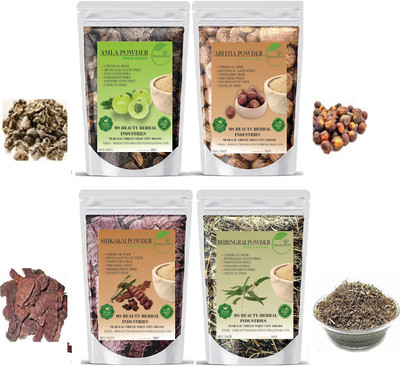 Beautoherb Amla Reetha Shikakai Bhringraj Raw Combo Pack(400 ml)