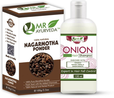 MR Ayurveda Nagarmotha Powder and Onion Hair Shampoo with Black Seed Oil - Combo Pack(220 g)