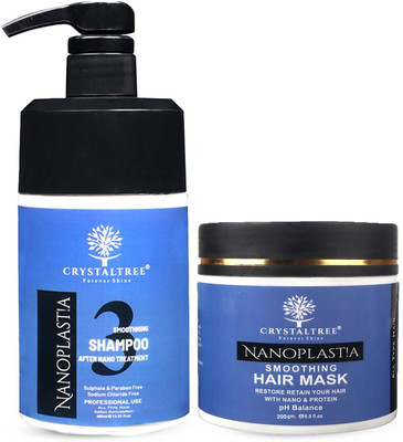 Crystal Care Nanoplastia Shampoo & Hair Mask Combo | Frizz-Free, Shine, Repair – 400ml+200g(600 ml)