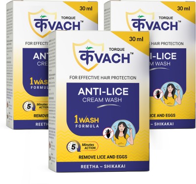 kvach Anti Lice Cream Wash | Reetha & Shikakai With Lice & Nits Remover Comb Pack Of 3(30 ml)