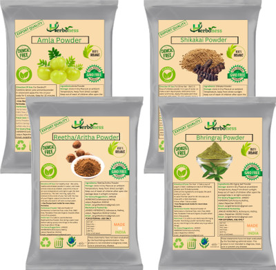 Herboness Organic Amla Reetha Shikakai Bhringraj Powder_400g(400 g)