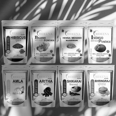 Rideena Organic & Natural Aritah Amla Shikakai Bhringraj hibiscus Brahmi Heena Indigo(800 g)
