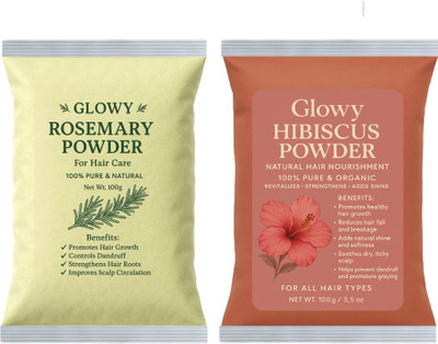 GLOWY Rosemary & Hibiscus Powder for Healthy Hair, Radiant Skin & Natural Care(100 g)