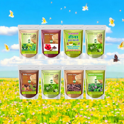 Beautoherb Combo Amla,Reetha,Shikakai,Bhringraj,Hibiscus,Brahmi,Indigo,Henna Freshly(403 g)