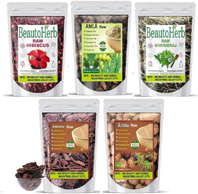 Beautoherb Amla Aritha Shikakai Bringraj Hibiscus Raw growths(500 g)