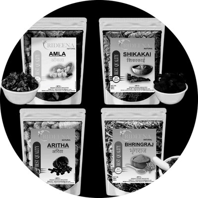 Rideena Best and Organic Dry Amla Raw Reetha Raw Shikakai Raw Bhringrj Raw(400 g)