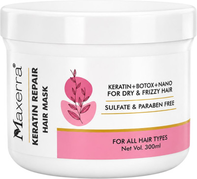 Maxerra Keratin Repair Hair Mask for Dry & Frizzy Hair, Sulfate-Free, 300ml(300 ml)