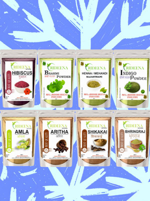 Rideena Herbal Amla Reetha Shikakai Bhringraj Hibiscus Brahmi Heena indigo Powder(800 g)