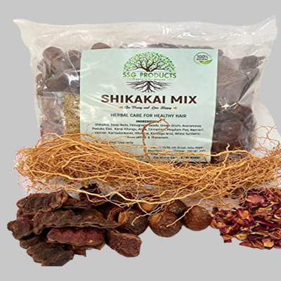 SSG PRODUCTS Raw Shikakai Mix Dried with 15+ herbs Organic pack for 1 Kg/1000gms-Not powdered(1000 g)