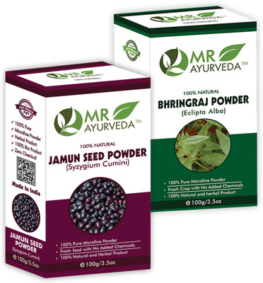 MR Ayurveda Jamun Seed Powder and Bhringraj Powder - Combo Pack(200 g)