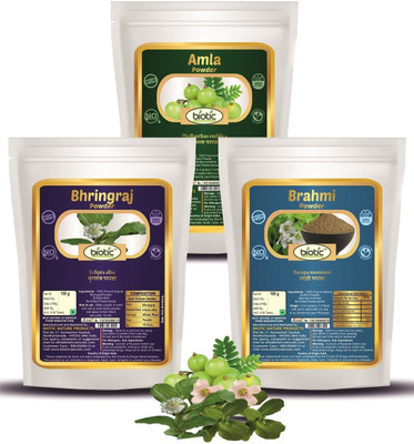 biotic Bhringraj, Brahmi and Amla Powder (100g each)(300 g)