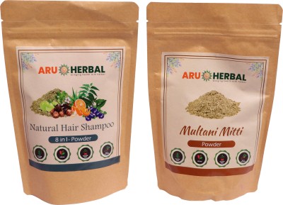 aru herbals AruHerbalAmla,Reetha Shikakai Neem AloeVera,Bhringraj,Shankhpushpi Multani Mitti(350 g)