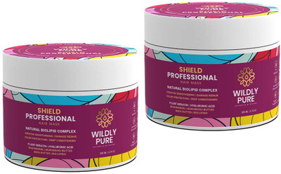 Wildly Pure Shield Biolipid Plant Keratin Hair Mask Spa Cream | Pack of 2(400 ml)