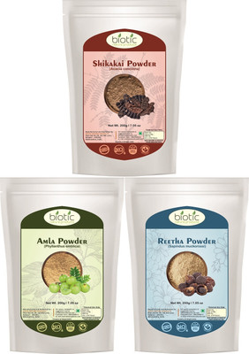 biotic Amla, Reeta and Shikakai Powder (200gms each)(600 g)