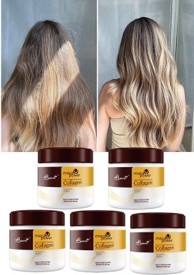 bavri Collagen Hair Mask creamy hair spa for dry, damage and Chemically (5 pcs)(1000 ml)