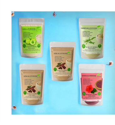 Beautoherb Best Quality Amla ritha Shikakai Hibiscus Bhringraj Powder(250 g)
