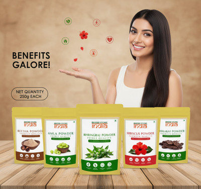 herb store india Natural Hair Care Combo – Amla, Reetha, Shikakai, Bhringraj & Hibiscus Powder(250 g)