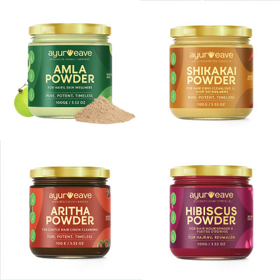 Ayurweave Herbal Hair Spa Kit – Amla, Shikakai, Reetha & Hibiscus Powders (4 x 100g)(400 g)
