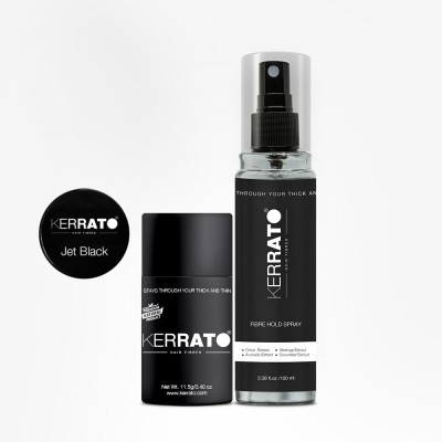 KERRATO HAIR FIBRES Hair Fibre 11.5gm(JET BLACK)and FIbreHold Spray (100ml)|Hair Fiber Combo(11.5 g)