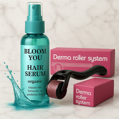 BLOOM YOU Hair Fall & Thinning Reduction Kit – Serum + Roller(100 ml)