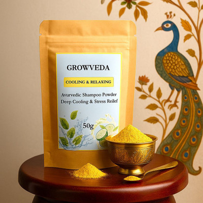 GROWVEDA Cooling & Relaxing Ayurvedic Shampoo Powder | Herbal Hair(50 g)