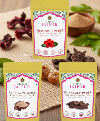 HERBS OF JAIPUR Natural Herbal Hair Care Combo – Reetha, Bhringraj & Hibiscus Powder(150 g)