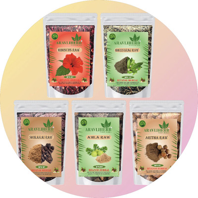 Aravliherb Natural Amla Reetha Shikakai Bhringraj Hibiscus raw(500 g)
