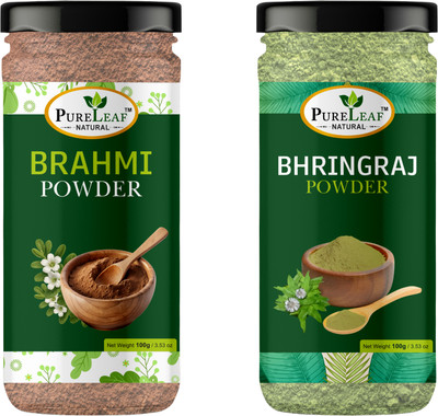 PURELEAF Herbal Bhringraj & Brahmi Powder Combo | Hair Growth & Scalp Nourishment | Each(100 g)