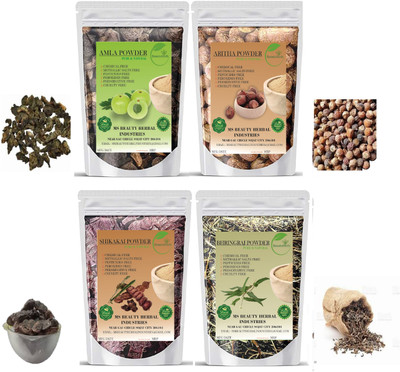 Beautoherb Dry Amla Reetha Shikakai Bhringraj Raw For Hair Growth(400 g)