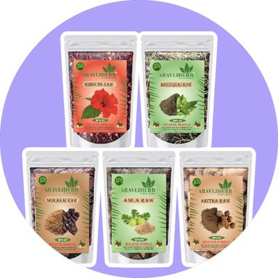 Aravliherb Natural Pure Amla Reetha Shikakai Bhringraj Hibiscus raw(500 g)
