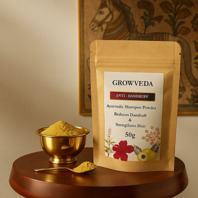 GROWVEDA Anti-Dandruff Ayurvedic Shampoo Powder | Herbal Hair Care for Hair Strength(50 g)