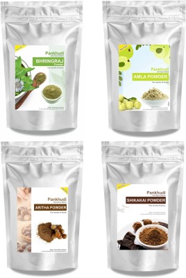 Pankhudi Natural Amla, Aritha, Shikakai & Bhringraj Powder 100 Gm Each (Pack of 4)(400 g)