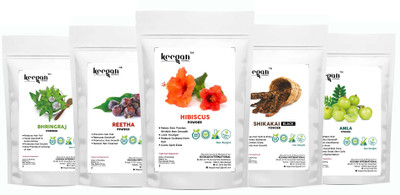 Keegan HERBAL Amla Reetha Bhringraj Shikakai Hibiscus Powder Combo For Hair Pack (100g Each)(500 g)