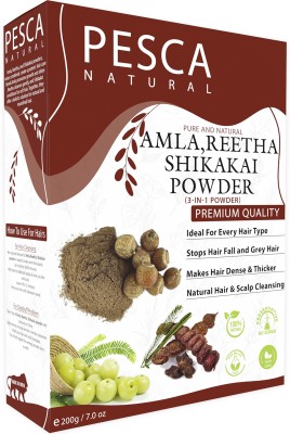 PESCA Naturals 3-in-1 Hair Cleanser - Amla, Reetha, Shikakai Powder For Healthy Hair(200 g)