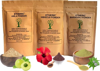 Etheric Amla, Bhringraj & Hibiscus Powder Combo Pack for Hair Strength & Hair Growth(225 g)