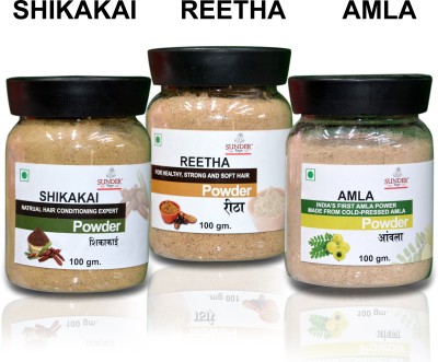 Sunder Kaya Pure and Organic Amla Reetha Shikakai Powder for Hair Care (Pack of 3)(100 g)
