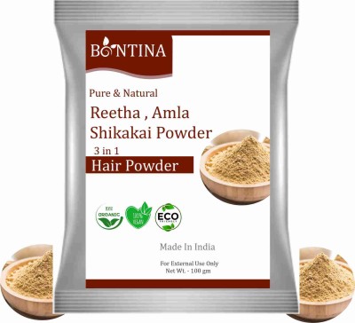 BONTINA Reetha, Amla and Shikakai Powder 3-in-1 Natural Hair Cleanser for Hair Fall(100 g)