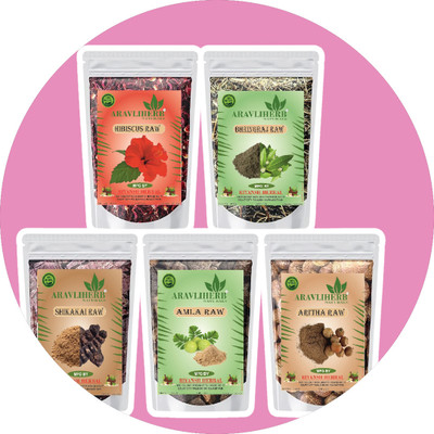 Aravliherb Amla Reetha Shikakai Bhringraj Hibiscus raw growth hair(500 g)